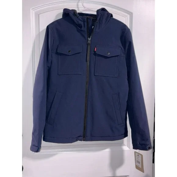 Levi Strauss Small‎ Insulated Hoodie Jacket Full Zip Navy Blue Fast Shipping! SM